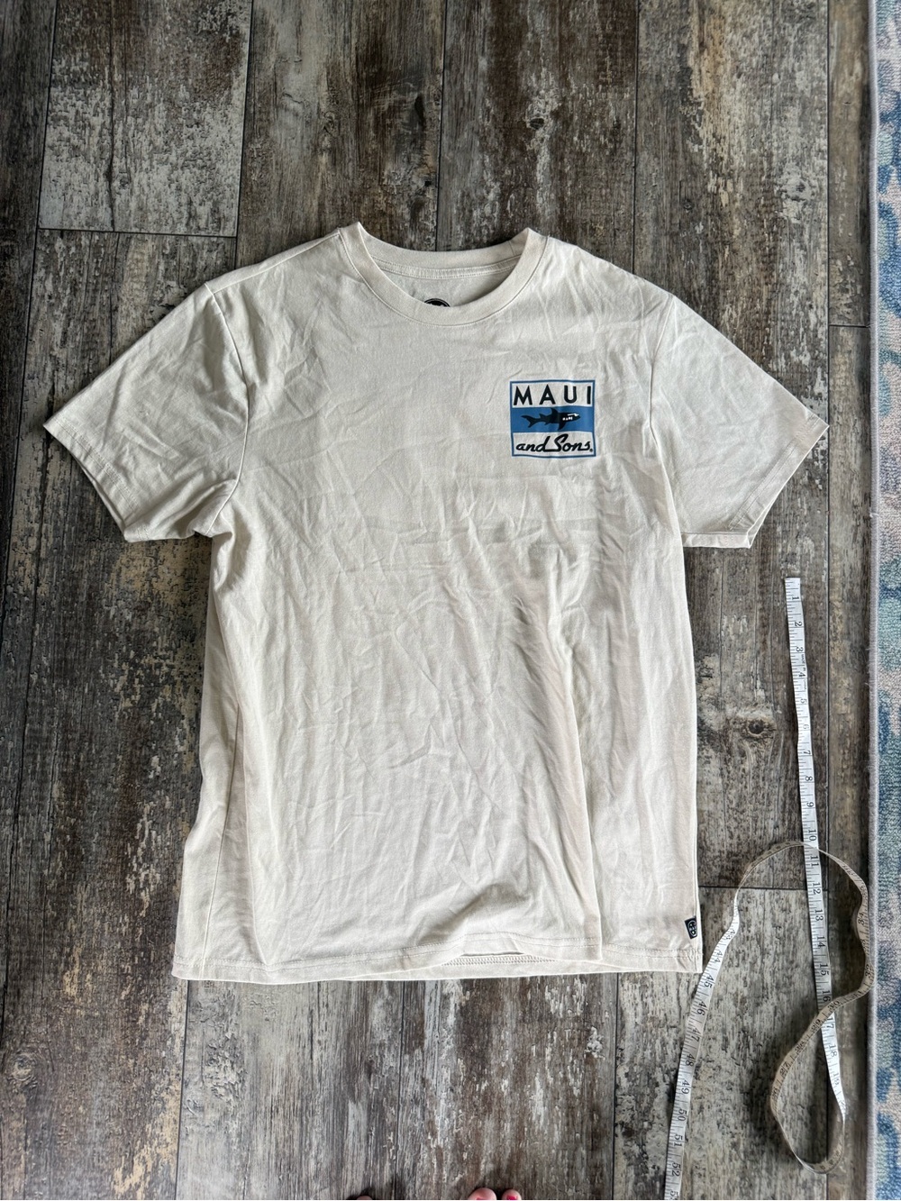 2 for $20 sale: Maui & Sons beige shark graphics t-shirt - L
